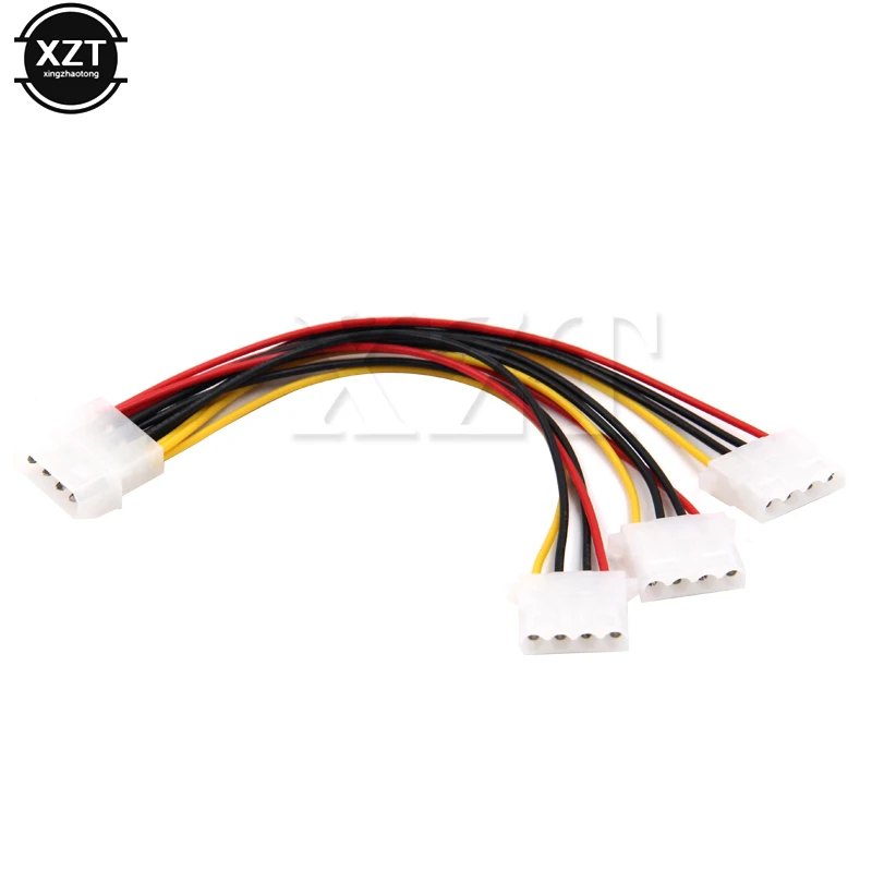 High Quality 4 Pin Molex Male to 3 port Molex IDE Female Power Supply Splitter Adapter Computer 4Pin IDE Power Cord