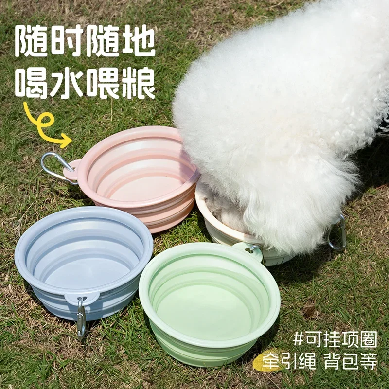 New Pet Out Folding Bowl Drinking Bowl Portable Dog Bowl Outdoor Drinking Dog Food Silicone Pet Drinking Supplies