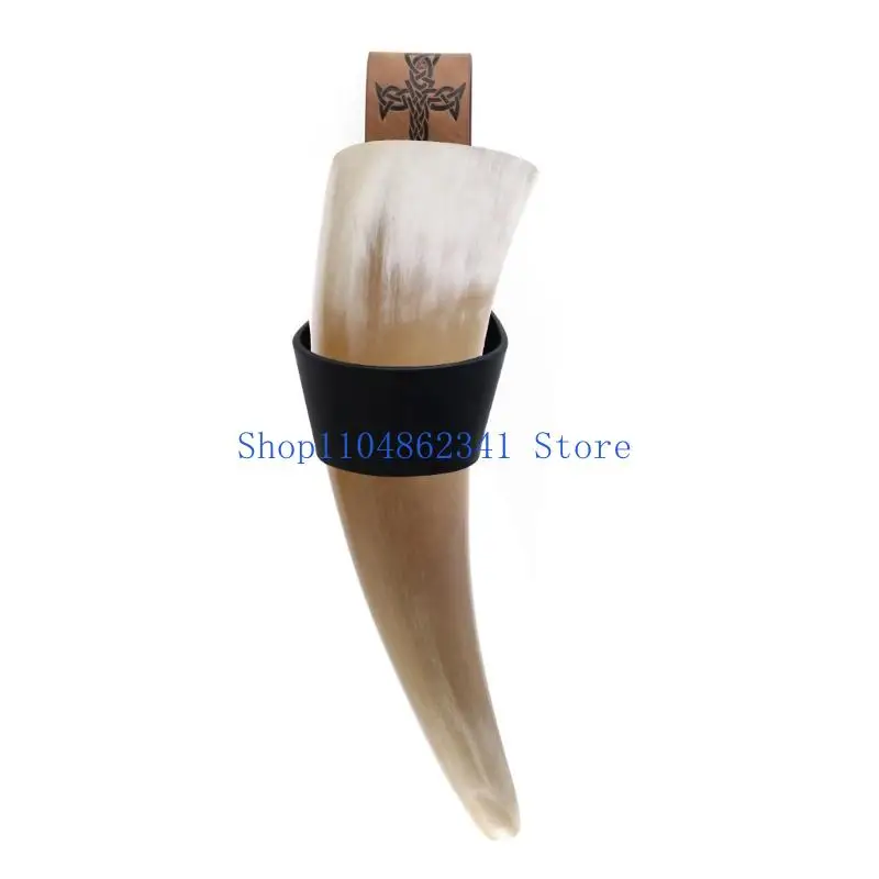 5asd Ancient Period Horn Shield PU Leather Fashioned Role Play Gear Genuine Medieval Design Costume Accessory