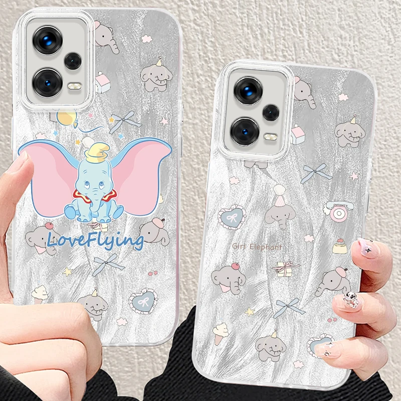 Disney Dumbo Cool For Xiaomi Redmi Note 13 12 11 11S 10 10S 9 9S 8 Pro Plus Max 5G Feather Yarn TPU Phone Case