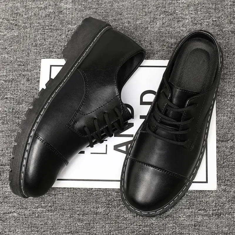 Mocassins de couro preto masculino, sapatos casuais para meninos, vestido italiano, trabalho, novo