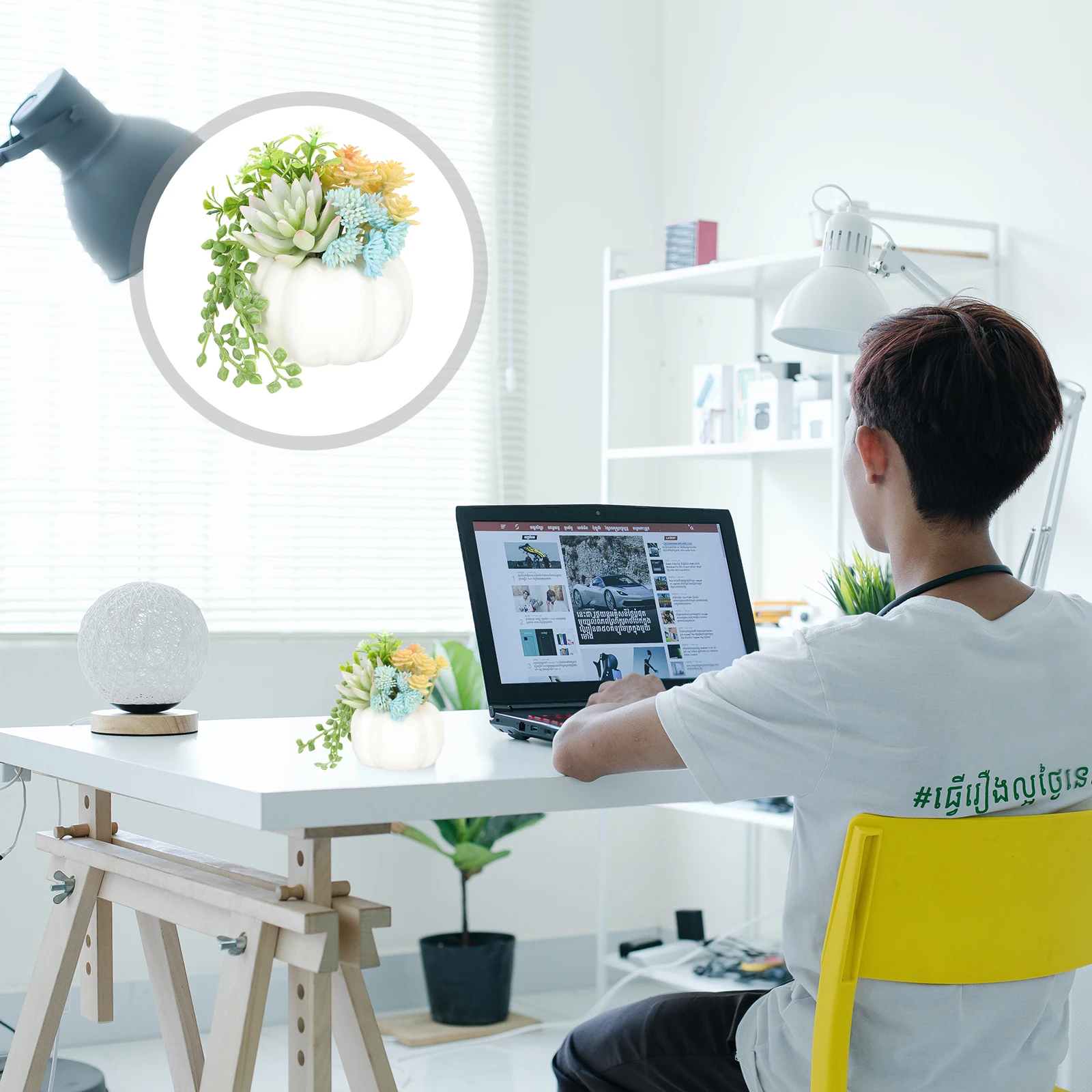 

Artificial Bonsai Pumpkin Potted Plants Decor Reflect Taste Value Attract Attention Unique Charm Easy Simple Care Home Decor