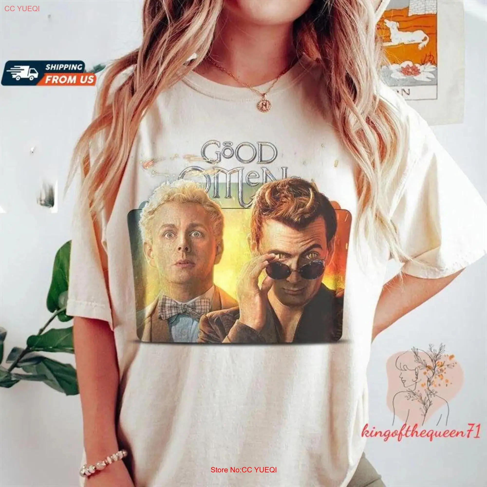 Good Omens T Shirt Movie Trending SweaT Men Aziraphale And Crowley For long or short sleeves