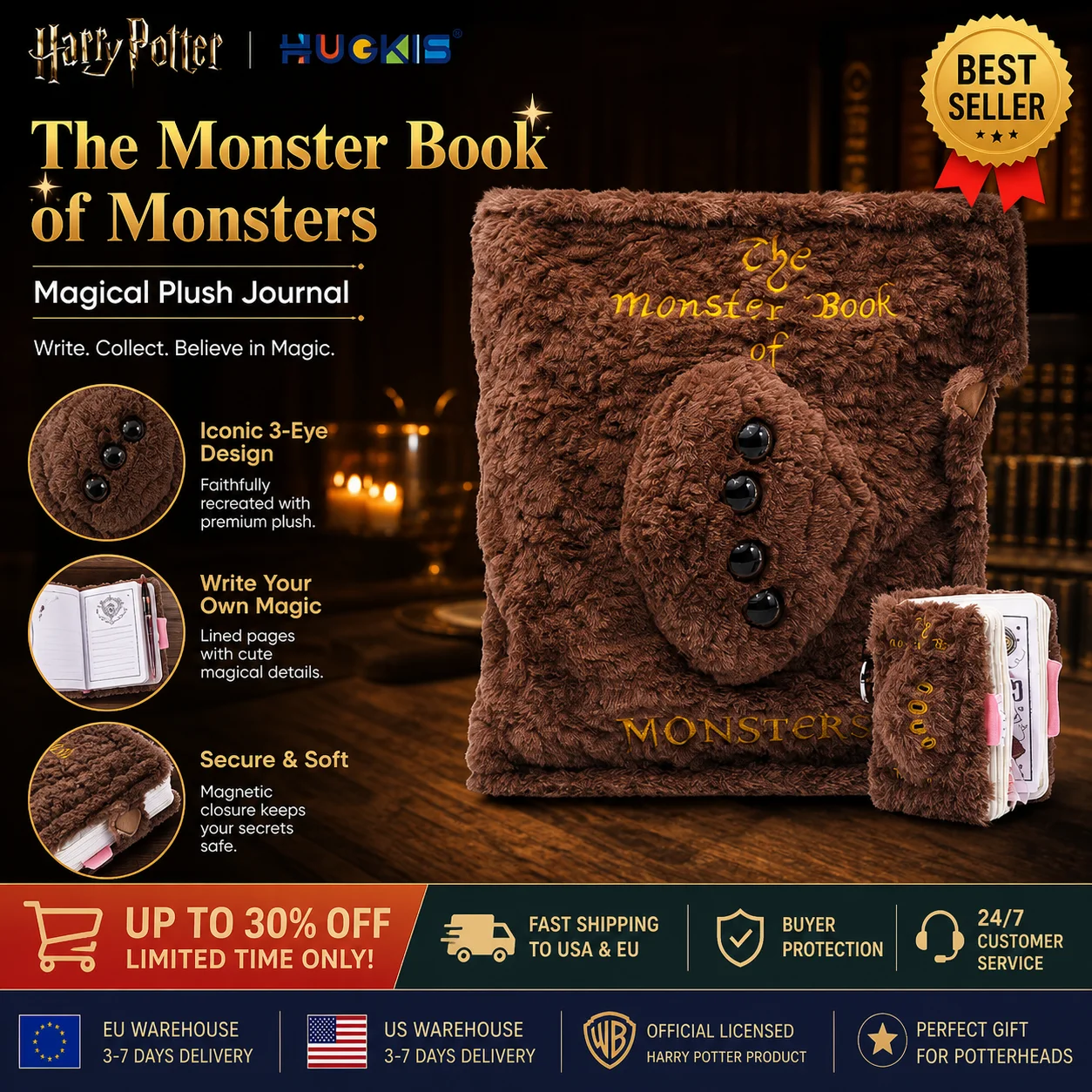 Hugkis Harry Potter Monster Book Peluche, Colgante Mágico de Hogwarts, Almohada, Bolsa con Cierre, Adorno de Escritorio, Regalo Navideño, En Stock