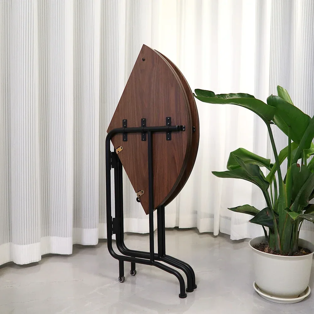 

Customizable Wooden Folding Round Kitchen Dining Room Dinner Table Space Saving Furniture Portable Wood Table
