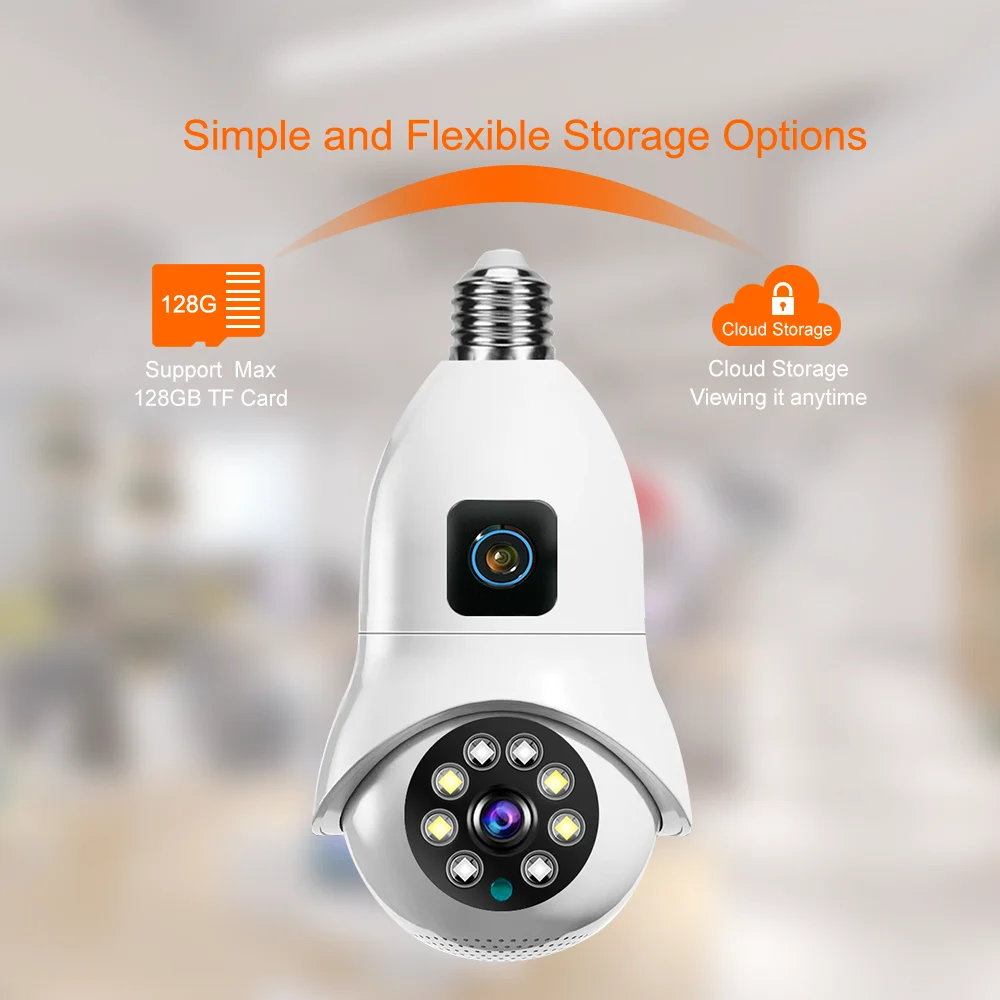 4MP V380 Pro Dual Lens E27 Bulb WIFI Camera Two Ways Audio Color Night Vision Smart Home Security telecamera interna Wireless