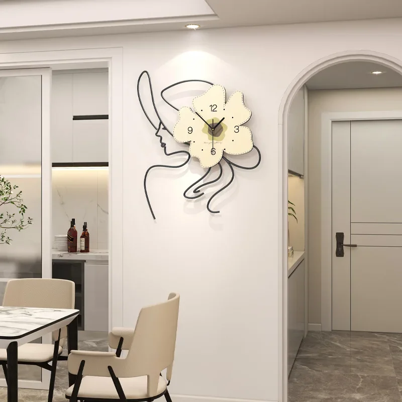 Cream Style Wall Clock Modern and Minimalist Living Room Decoration Home  Decoration, Digital Clock Hanging on The Wall