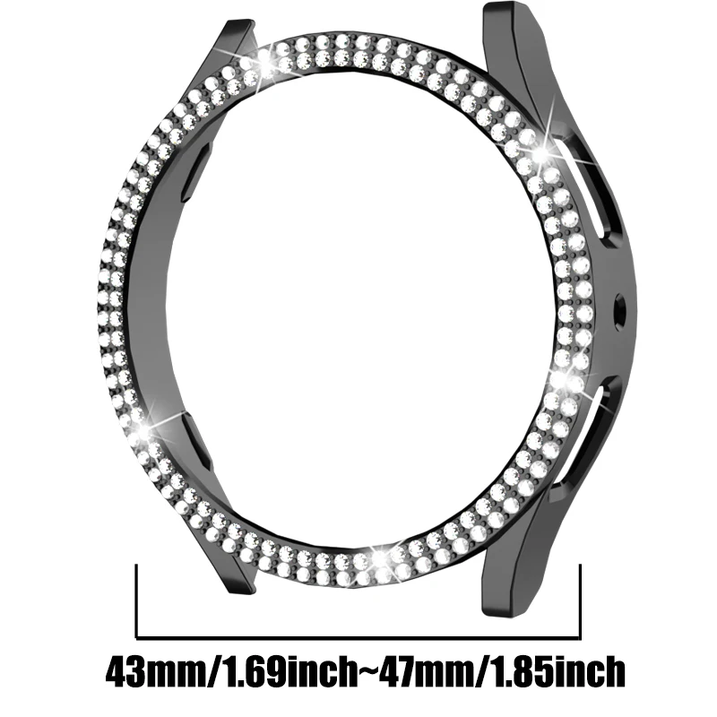 Samsung Galaxy Watch 4, 5, 6, 40mm, 44mm,ガラスなしの光沢のあるダイヤモンドバンパー用の保護ケース