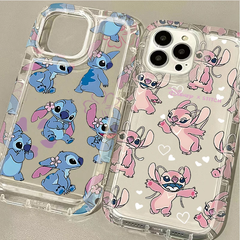 Disney Stitch Angel Friends Protective Phone Case for iPhone 15 14 13 12 11 Pro Max XR XS X 8 7 6 6S Plus SE 2020 Silicone Cover