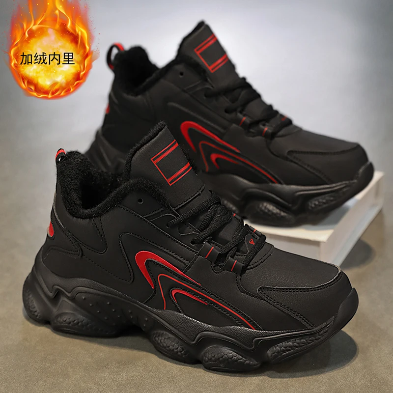 

Men's Leather Platform Snow Boots Outdoor Casual Sports Shoes Winter Fashion Design Thick Sole Anti-Slip Hombre Zapatillas Male