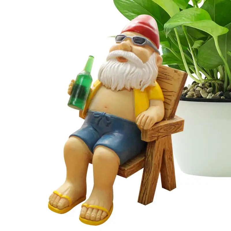 

1pc Resin Gnome Sitting In A Chair Ornament Garden Gnome Sculpture Home Decorative Ornament Patio Yard Outdoor Statue