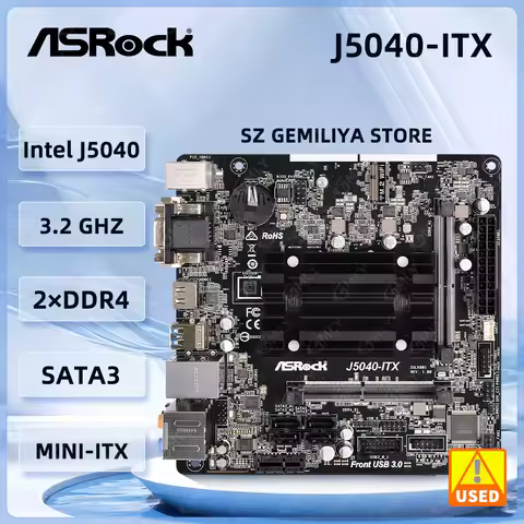 ASRock J5040-ITX Mini-ITX Motherboard Intel Quad-Core Pentium Processor J5040 PCIe 2.0 M.2 2 x SATA DDR4 8GB