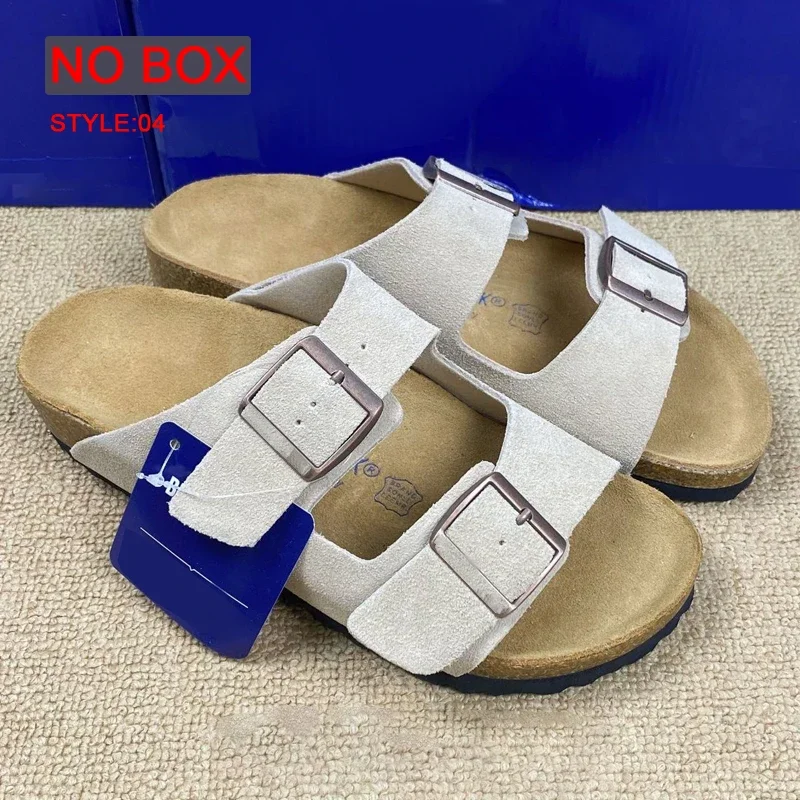 Sepatu alas kaki lembut pria dan wanita, sandal Birken bahan Suede, sepatu pasangan luar ruangan, sandal jepit Retro modis musim panas musim semi