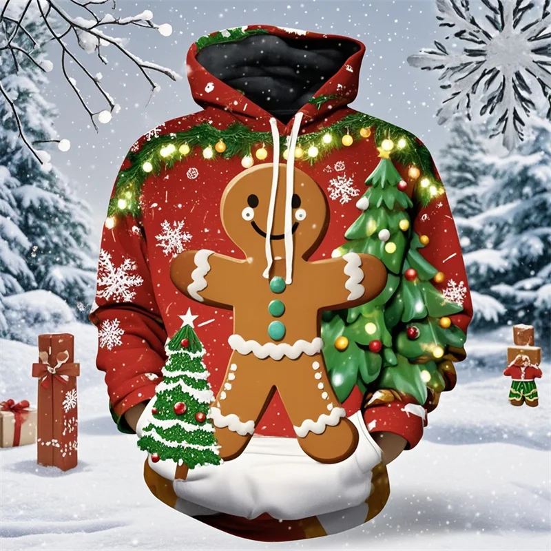 Peperkoek Vrolijk Kerstfeest 3d Print Nieuw In Hoodies En Sweatshirts Kerstbomen Lelijke Kerst Sweatshirts Grappige Truien