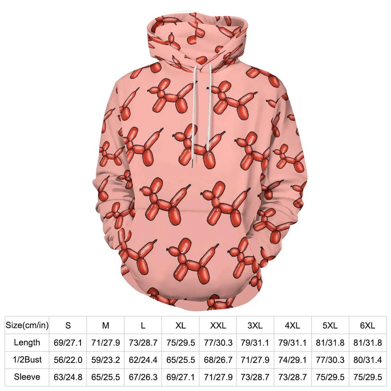 Red Balloon Loose Hoodies Animal Print Y2k Pullover Hoodie Couple Long Sleeve Oversized Street Wear Custom Clothes