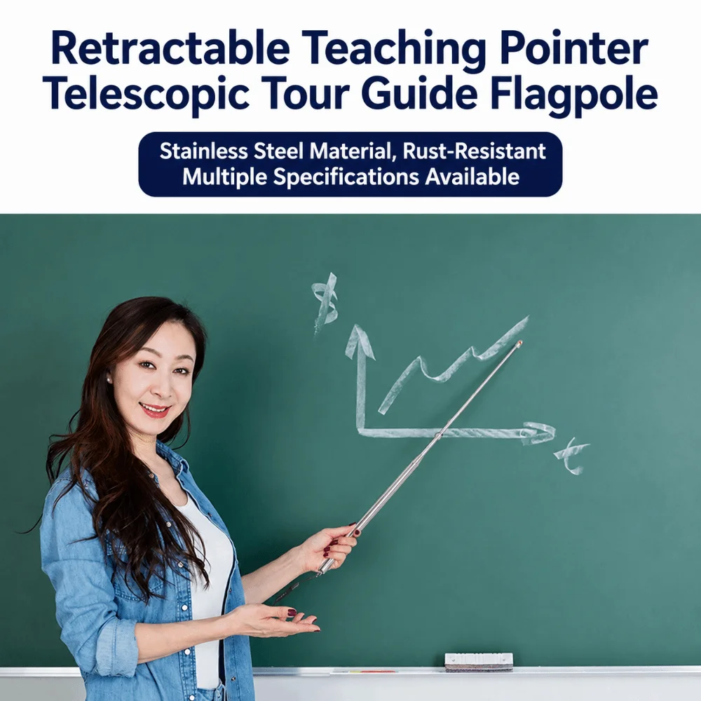 Stainless Steel Telescopic Flagpole 1/1.2/1.6/2.0/3.0m Extendable Guide Flag Pole Portable Classroom Whiteboard Pointer