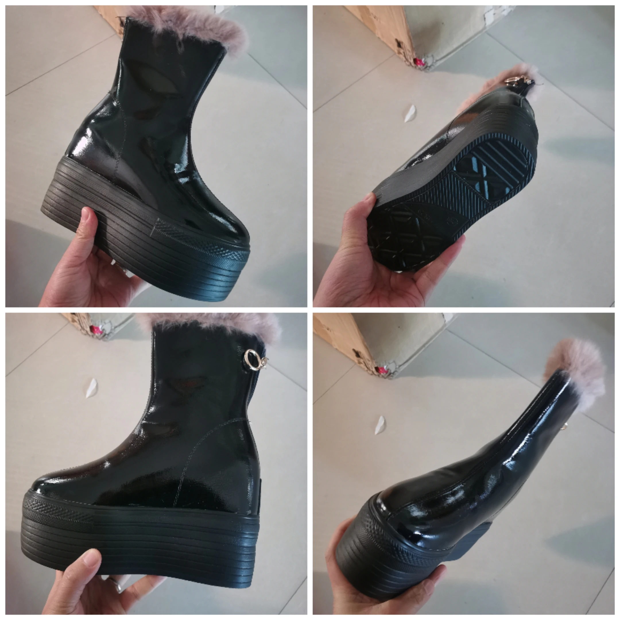 Fujin 10cm 12cm Microfiber Leather Knee High Boots Woman Spring Modern Platform Wedges Winter Autumn Shoes Plush Autumn Fashion