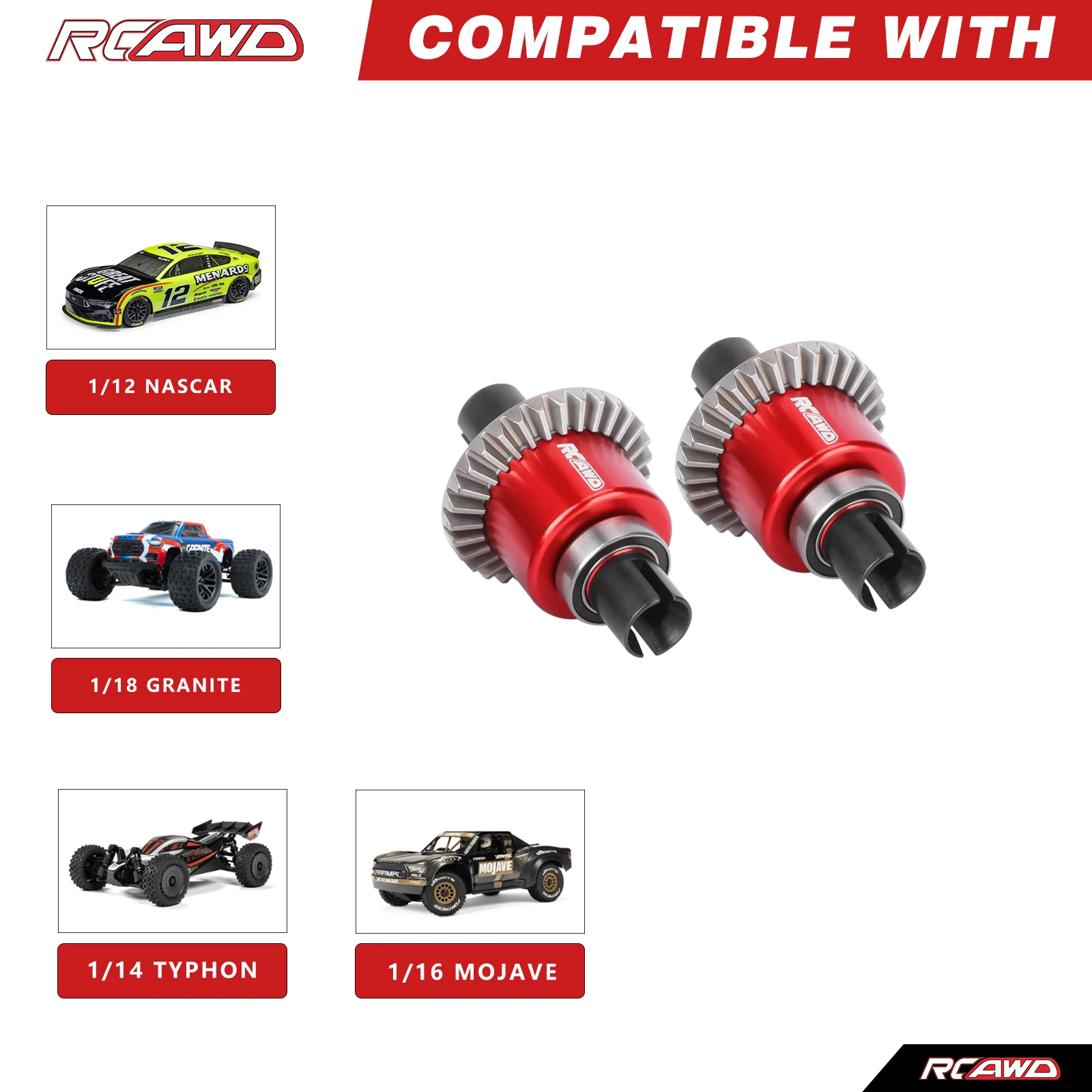 

RCAWD Front Rear Diff Assembled Oil Filled Differential for Arrma GROM 1/18 1/16 Upgrades Parts ARA311193 30T 0.8Mod 3000cSt