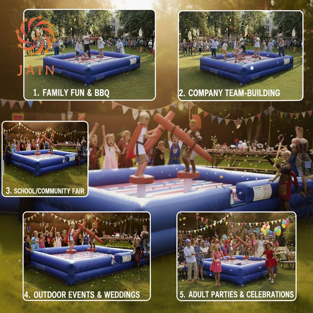 JAIN Inflatable Sports Games Gladiator Joust Fighting Battle Bouncer Arena Interactive Challenge Backyard Pedestal With Blower - view 3