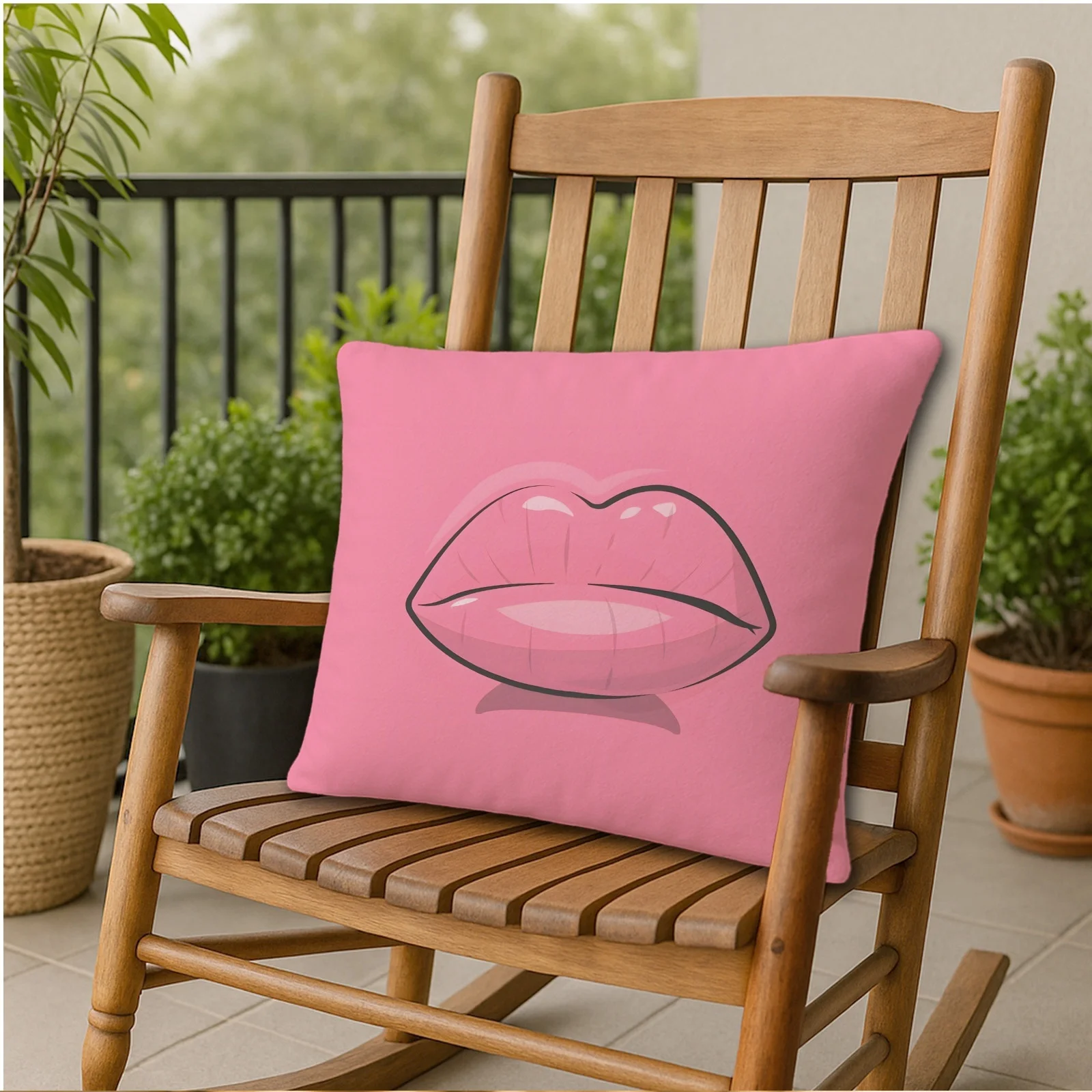 Sexy Pink Lips Pillow Case, Pop Art Style Cushion Cover, Romantic Valentine Home Decor Throw Pillow Slipcover for Sofa Bedroom