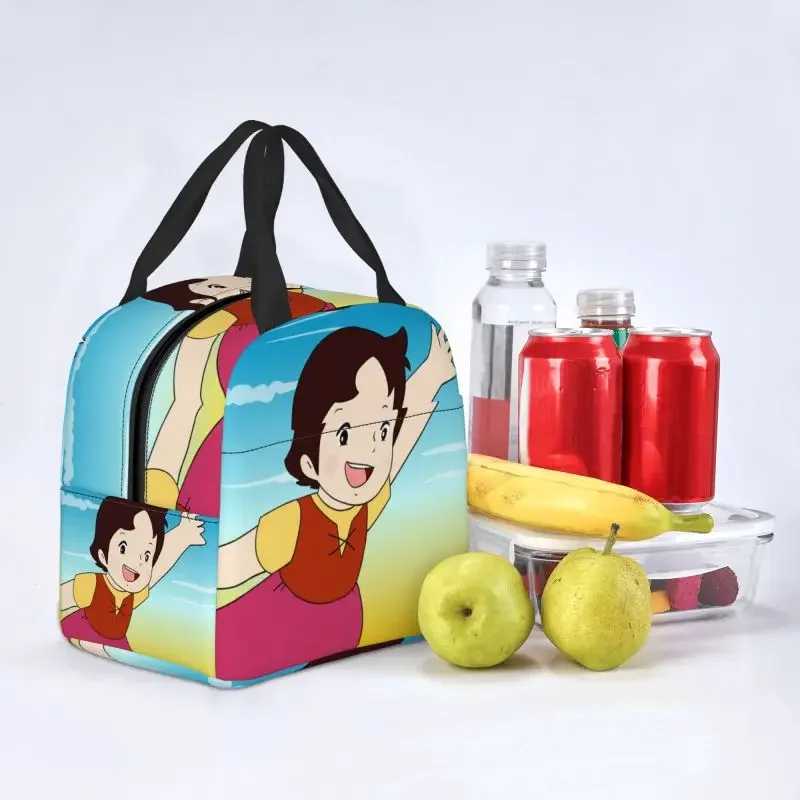 Simpatiche borse per il pranzo isolate Heidi per viaggi in campeggio Cartoon Anime Alps Mountain Girl Bento Box termico impermeabile da donna