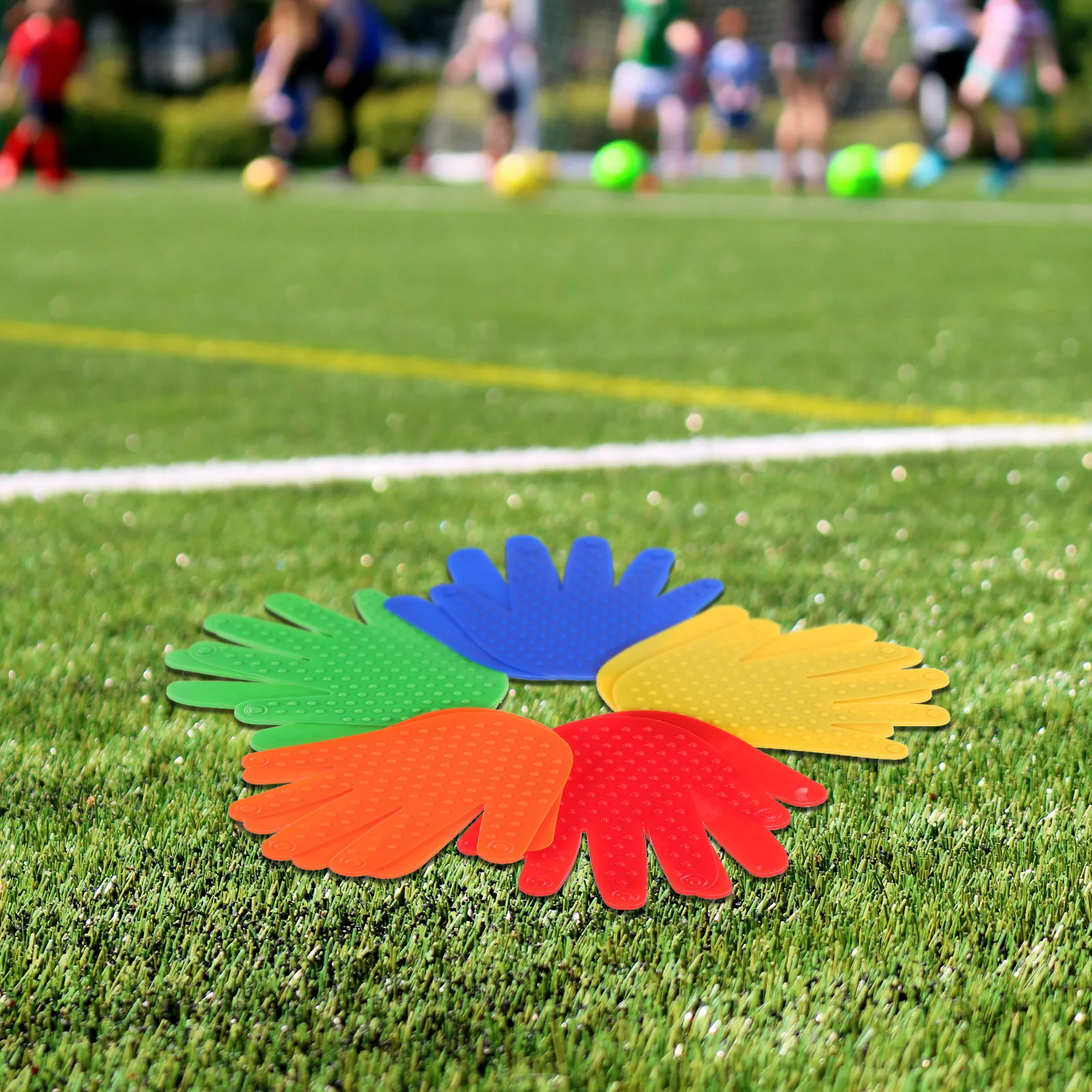 5Pairs Hand Shape Carpet Markers Colorful Flat Spot Markers Non Slip Training Supplies for Sports Classroom Agility Football