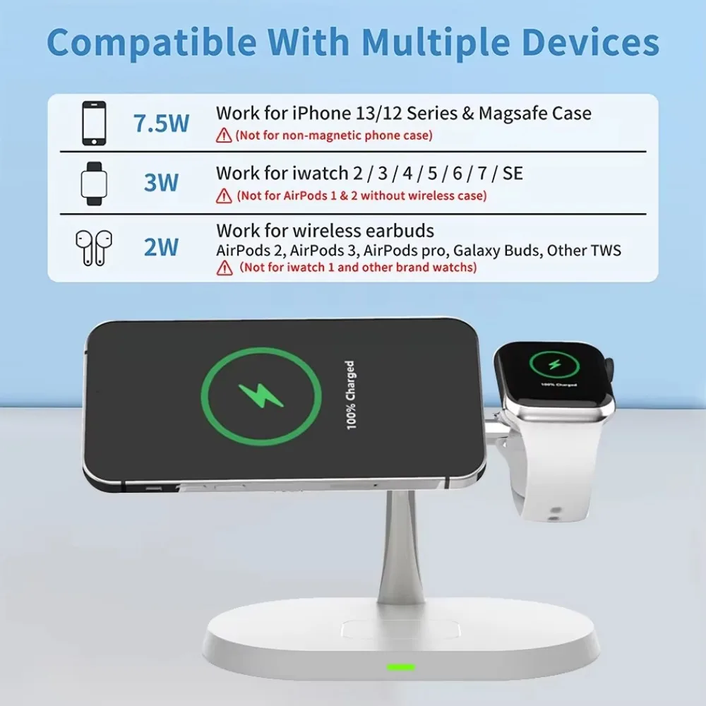 2025 New Three-In-One Wireless Charger Station Fast Charging Dock Stand 3 In 1 Multi Wireless Chargers  charging station