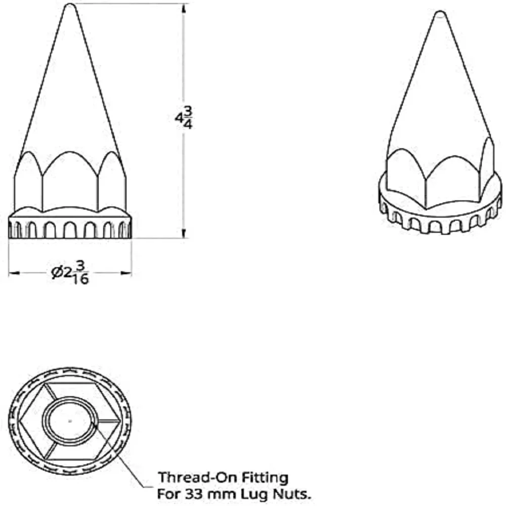 20Pcs Lug Nut Covers 33mm Chrome Screw On Style Spiked ABS Plastic Rocket Style for Semi Truck