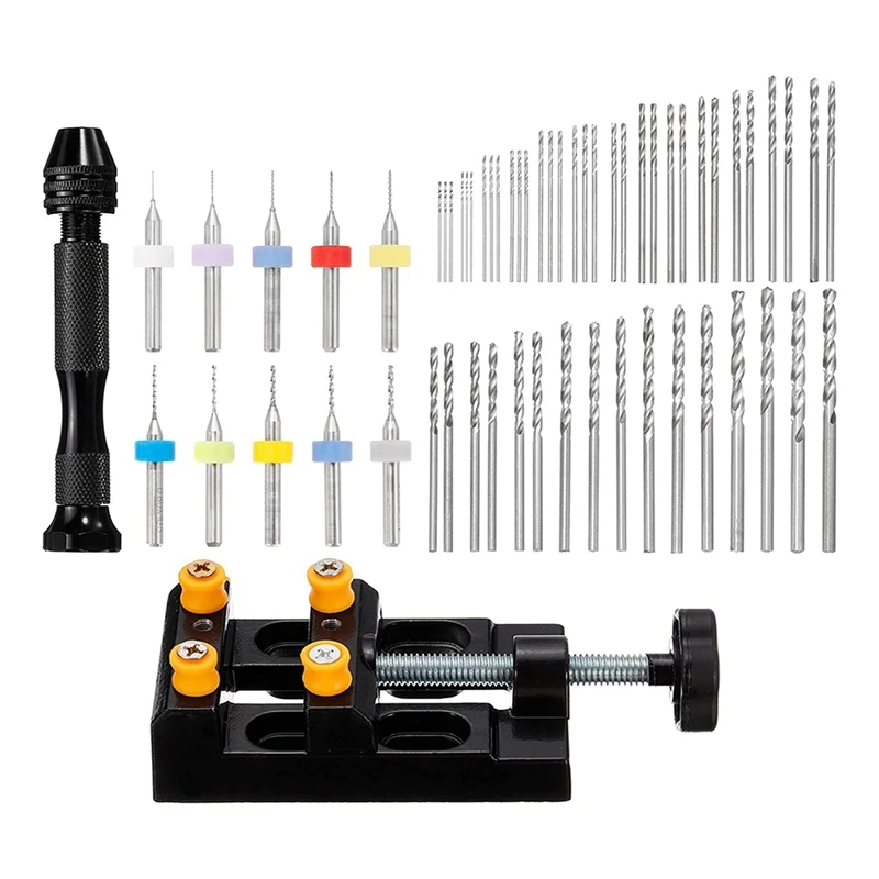 60Pc Hand Drill Tool Set,10Pc PCB Drill Bits, 48Pc 0.5-3.0Mm Twist Drill Bits,For Wood Plastic Craft Carving