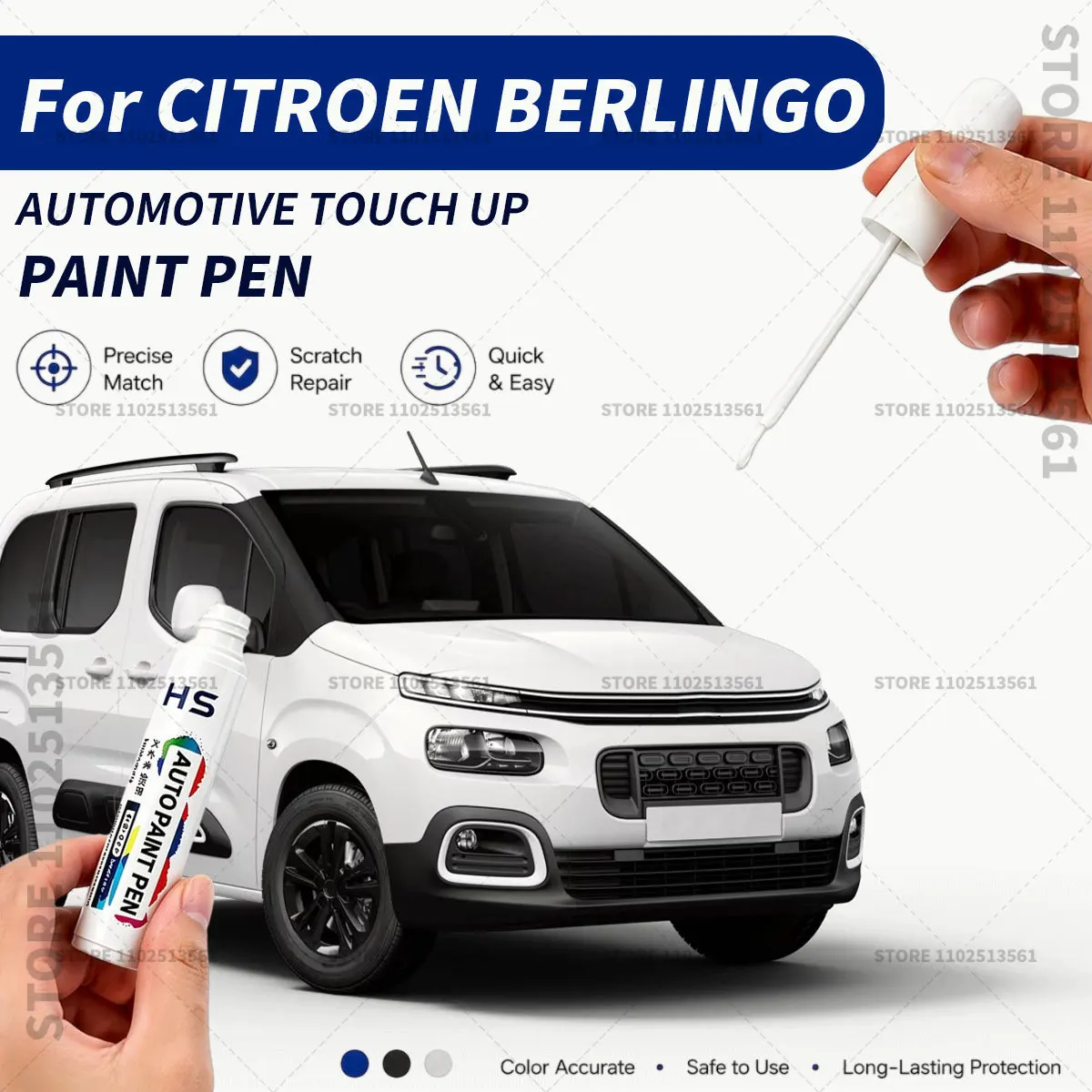 For CITROEN BERLINGO Grey White Professional Car Touch Up Paint Pen Scratch Repair Paint Brush for Automotive Paint Restoration