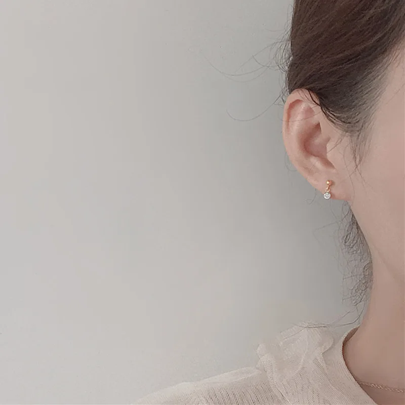 New Small Zircon Hollow Heart Dangle Earrings For Women Girls Gold Color Elegant Charm Jewelry Accessories Birthday Party Gifts