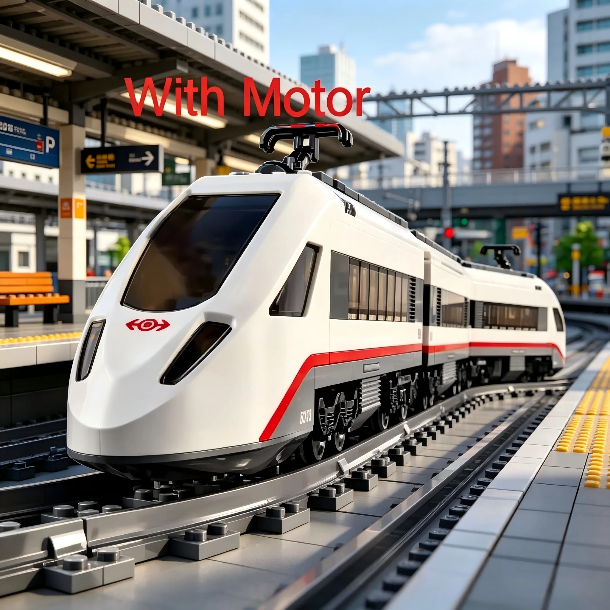 

New MOC City High-Speed Passenger Train Vehicle Model Home Ornament Building Blocks Gift