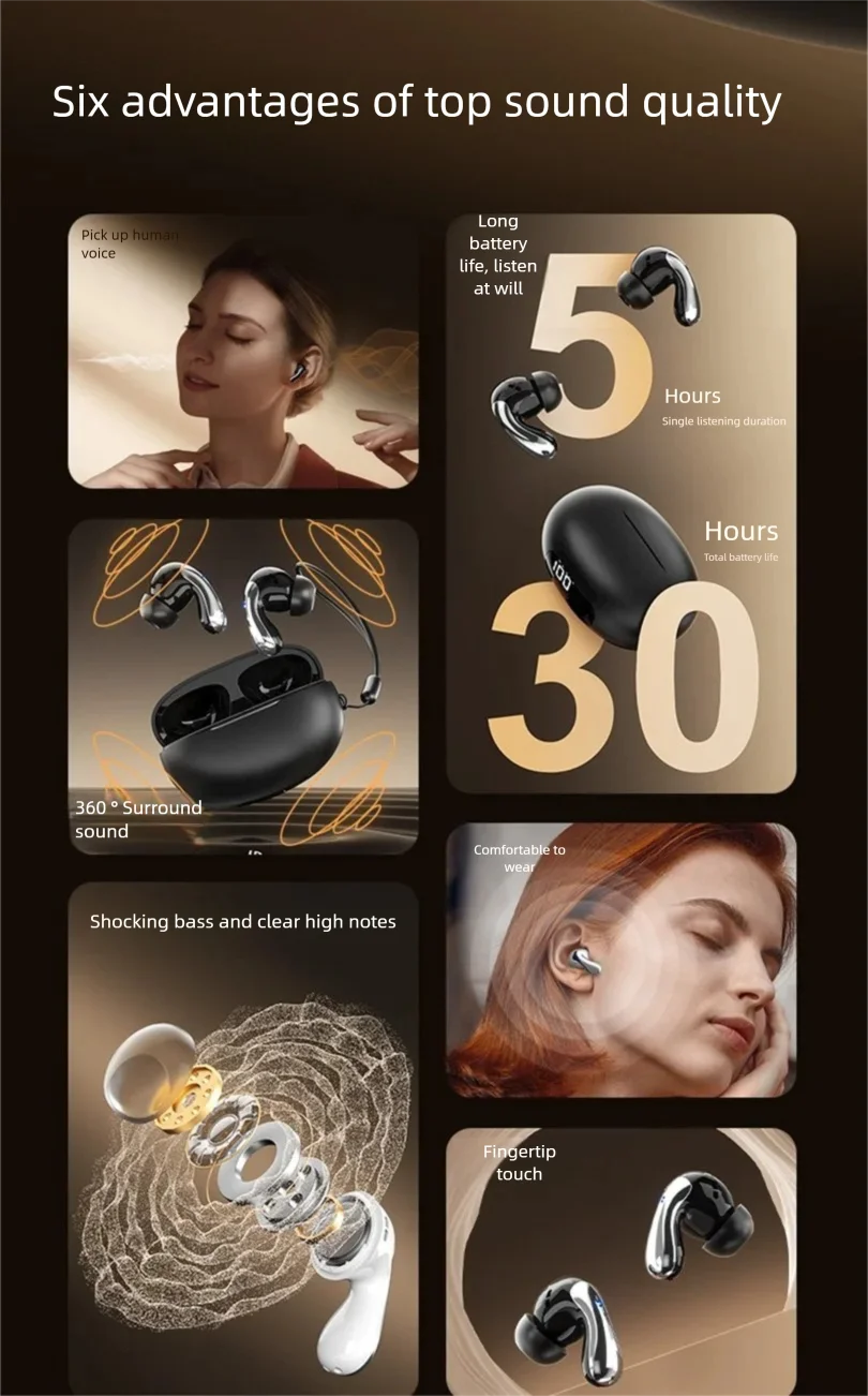 Cuffie da collo wireless Bluetooth 5.4 per realizzare auricolari sportivi con fascia da collo Auricolari con cavo per monitor per auricolari dal vivo