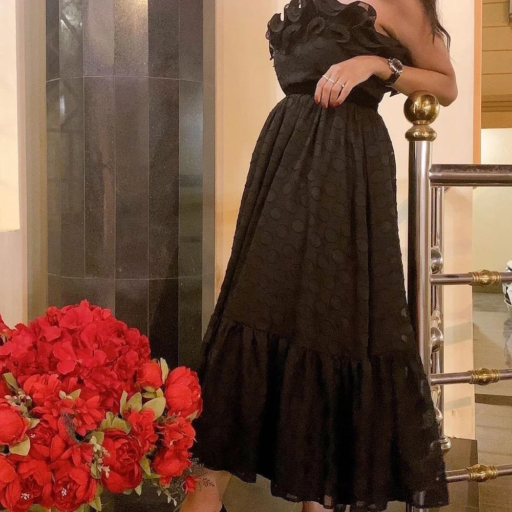 

Mignon Satin A-line Strapless Populer Prom Gown Ruffle Ankle-length Formal Elegant Evening Party Dress for Women 2023