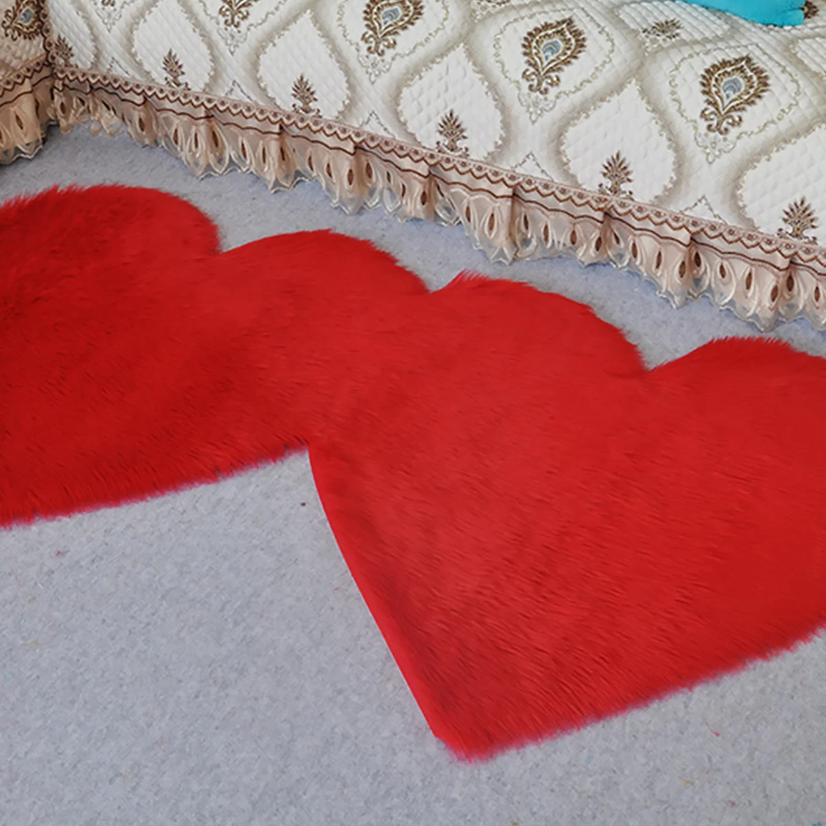 Anti-Slip Doormat Heart Design Fashion Carpet for Bathroom Living Room High Quality Water Absorbing Ground Rug Red