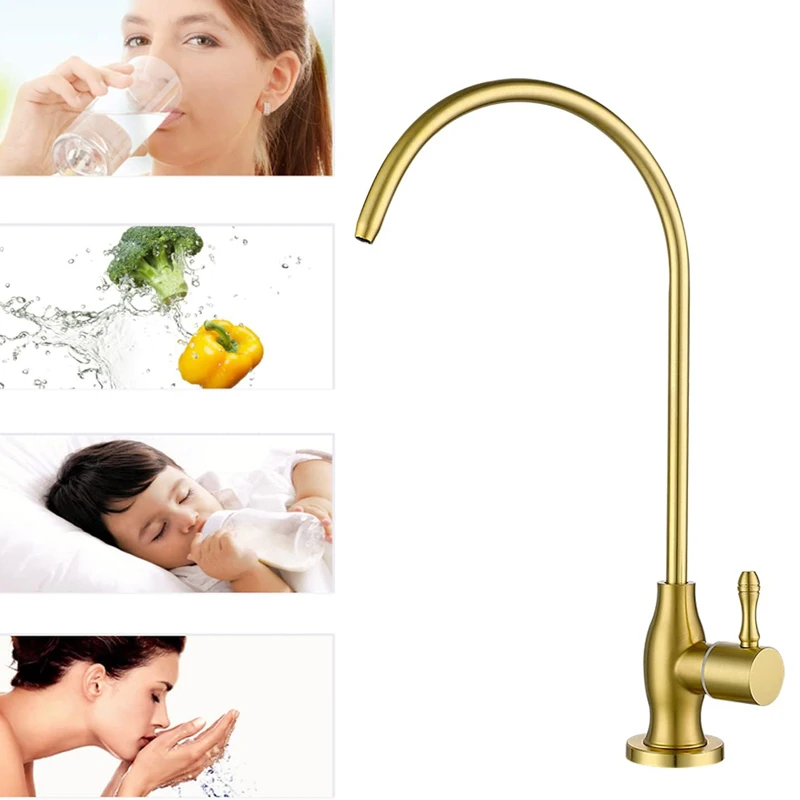 Kitchen Water Filter Faucet Single Cold Water Faucet 1/4 3/8Inch Hose Reverse Osmosis Filters Parts Purifier Direct Drinking Tap