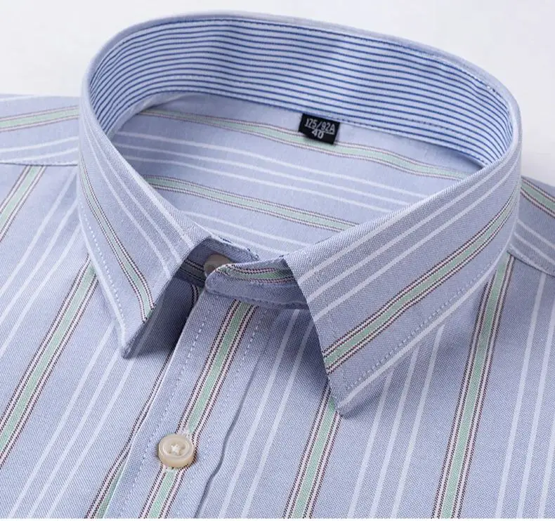 Oxford Men Shirts Long Sleeve 100 Cotton Big Sizes Striped Plaid Shirt Casual Colorful Regular Slim Fit Shirt Men Social Formal