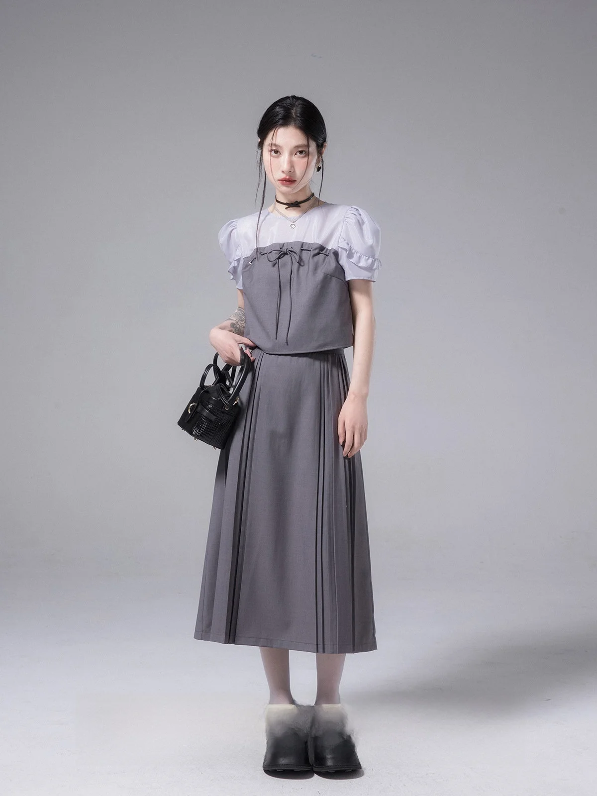 

COTRE Romantic Summer Vintage Ode to ey Asymmetrical Pleated Skirt And Blouse Set Women's Faion Casual Sle Polyester