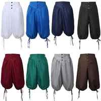 Pirate Pants Breeches Back Lace Up Shorts Renaissance Medieval Viking Trousers Halloween Cosplay Costume