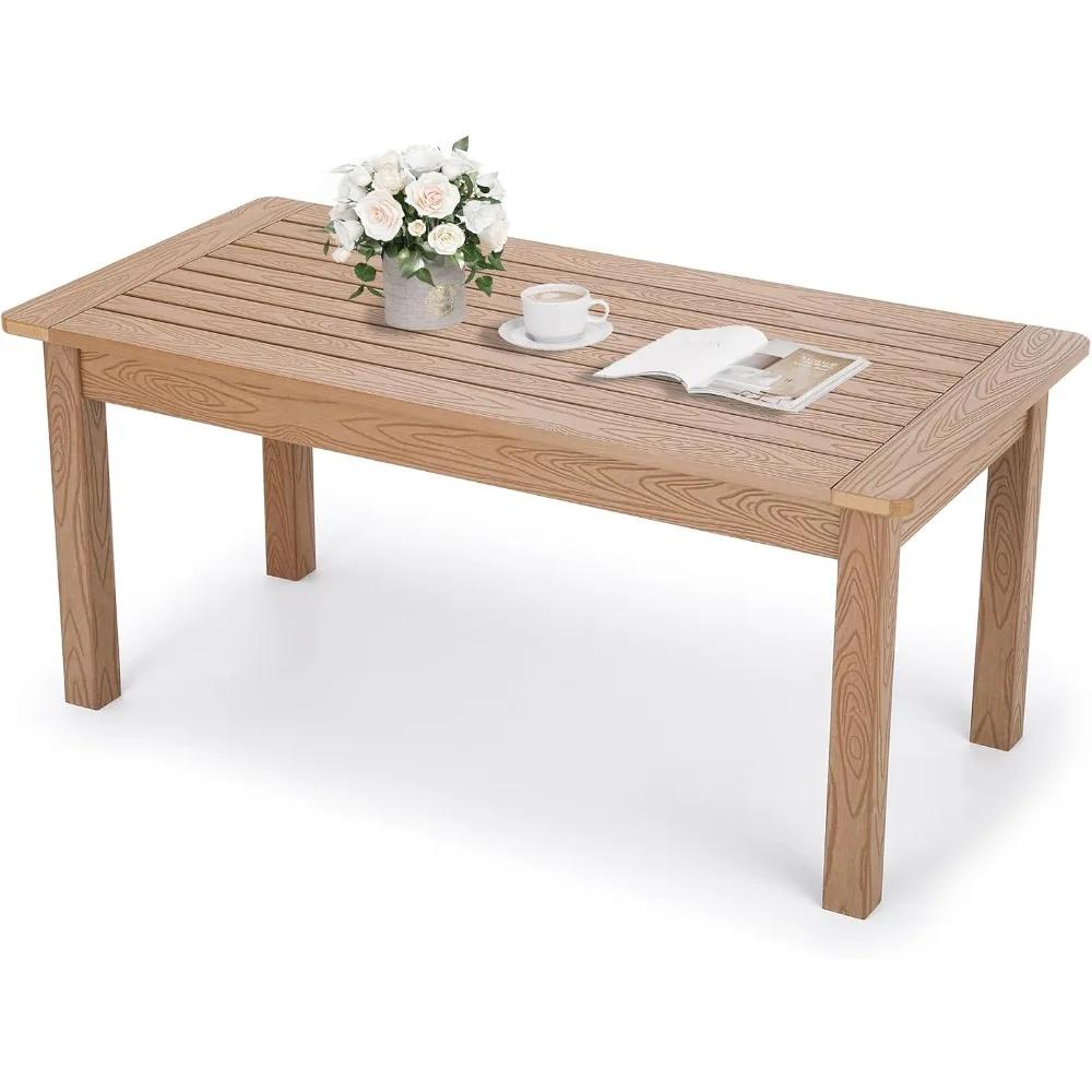 

All-Weather Outdoor Coffee Table, Patio Coffee Tables for Outdoor, Modern Rectangle End Table for Backyard, Porch