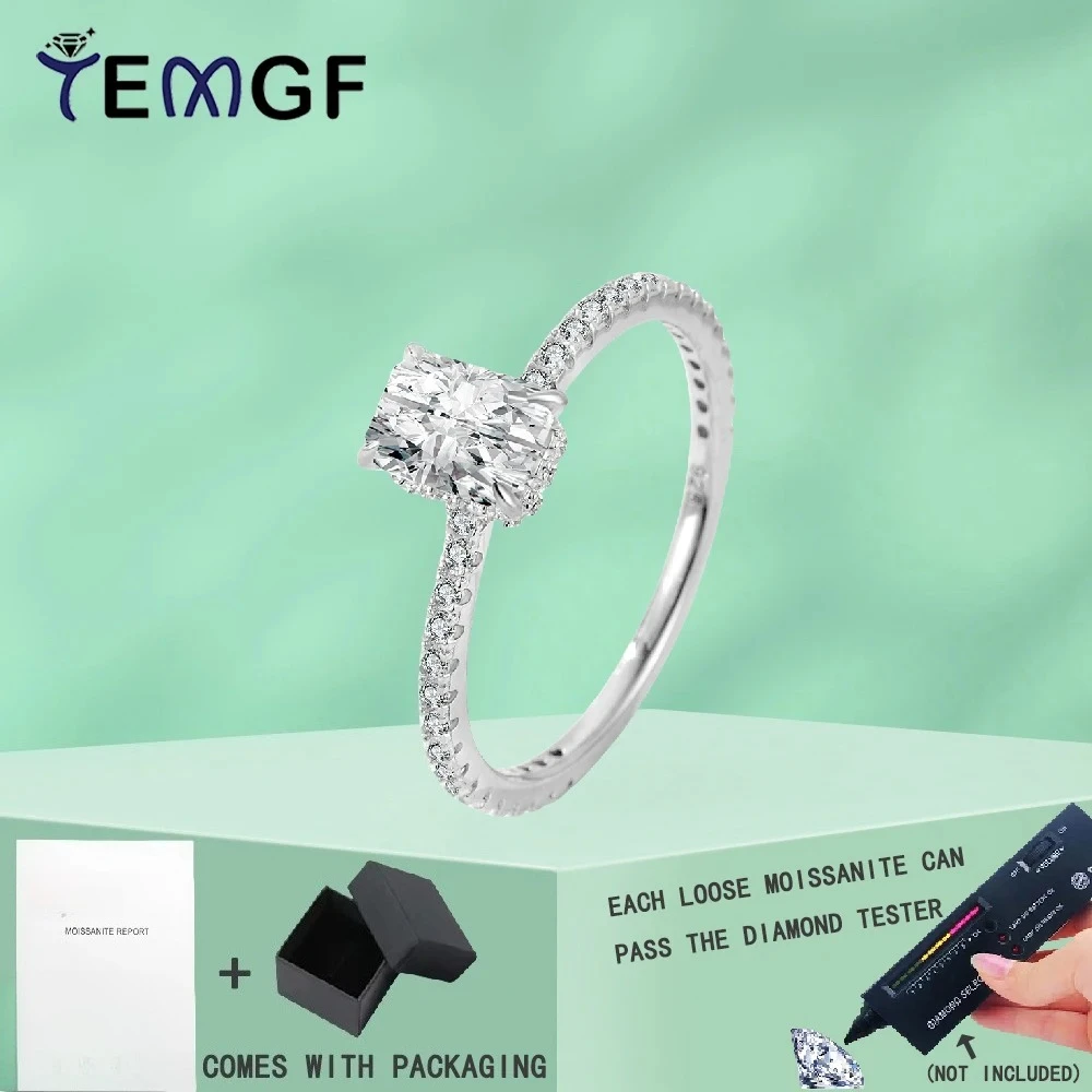 

TEMGF Full Moissanite Ring 1/2/3/4CT Raytheon Cut S925 Sterling Silver for Women Classic Fashion Proposal Ring Fine Jewelry