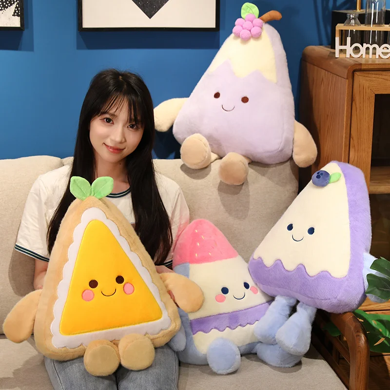 25-60cm 만화 과일 케이크 봉제 인형 베개 딸기 포도 망고 블루 베리 케이크 플러시 장난감 홈 인테리어 어린이를위한 선물