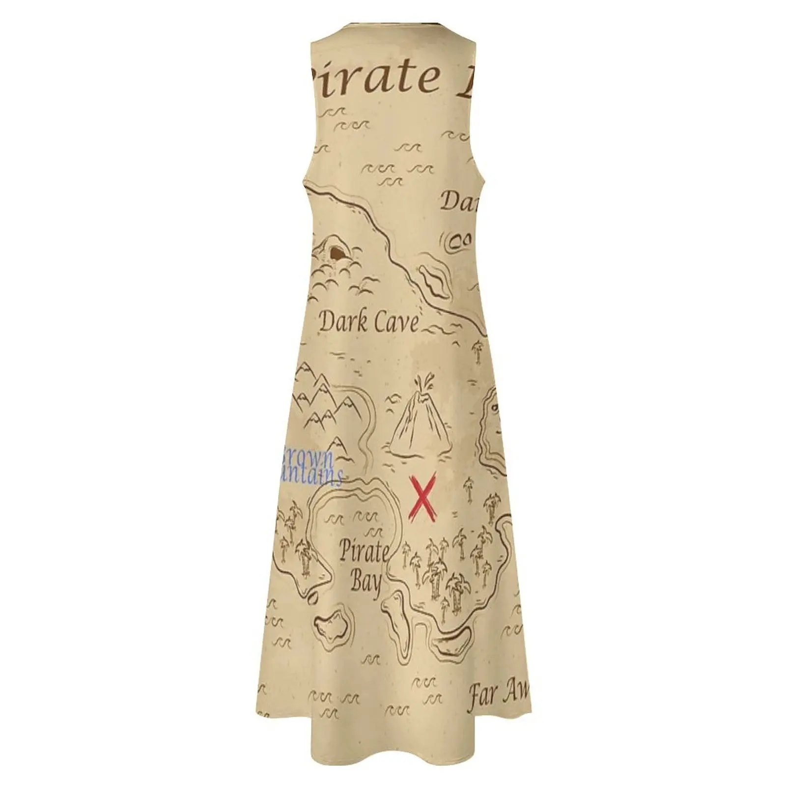 Vestido largo con mapa del tesoro, trajes de verano para mujer, vestido para mujeres embarazadas, vestidos para mujeres, ropa de playa