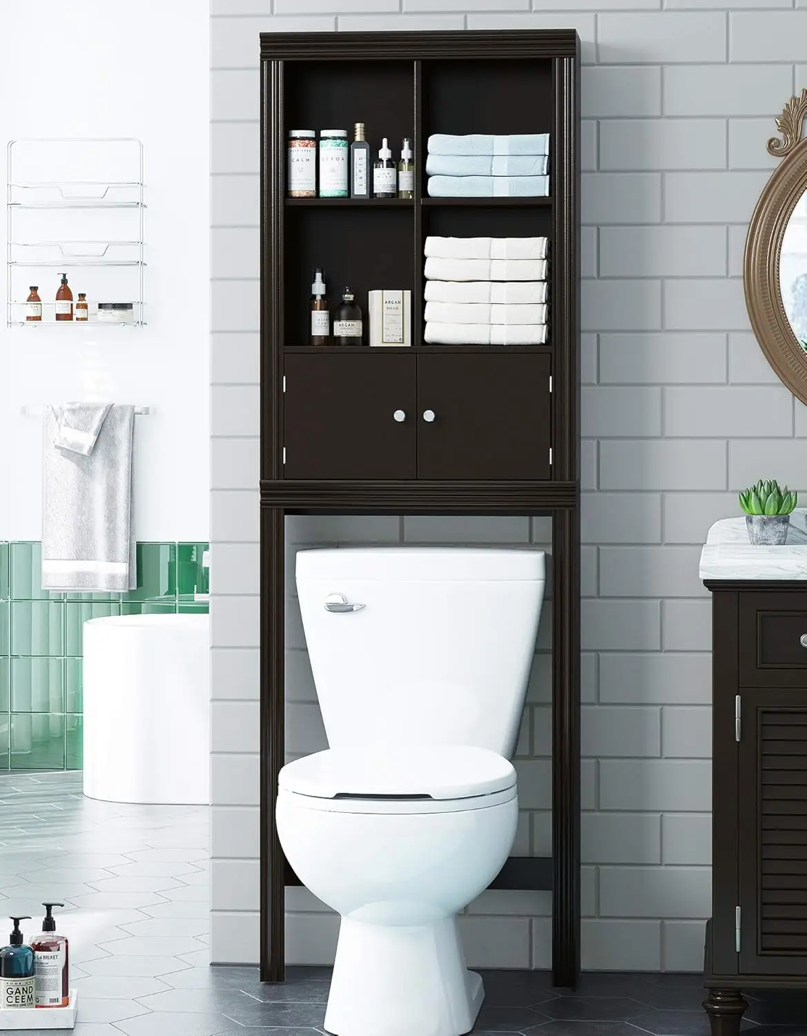 

Toilet Cabinet for Bathroom Storage, Over Toilet Storage Shelf, Bathroom Space-Saving Organizer, Espresso