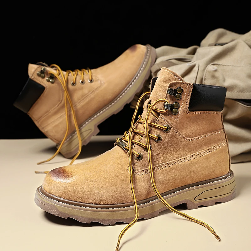 

Men's Leather Boots Casual Outdoor Wear-Resistant Fashion Round Toe Comfortable Non-slip Platform Boots Autumn and Winter Main