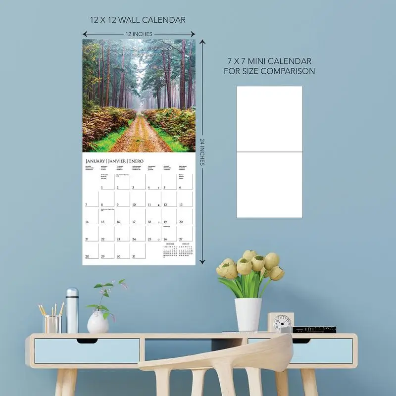 2024 In to the Woods Printed Wall Calendar Time Management Scheduler Planner Agenda Organizer Desktop Calendar Stationery