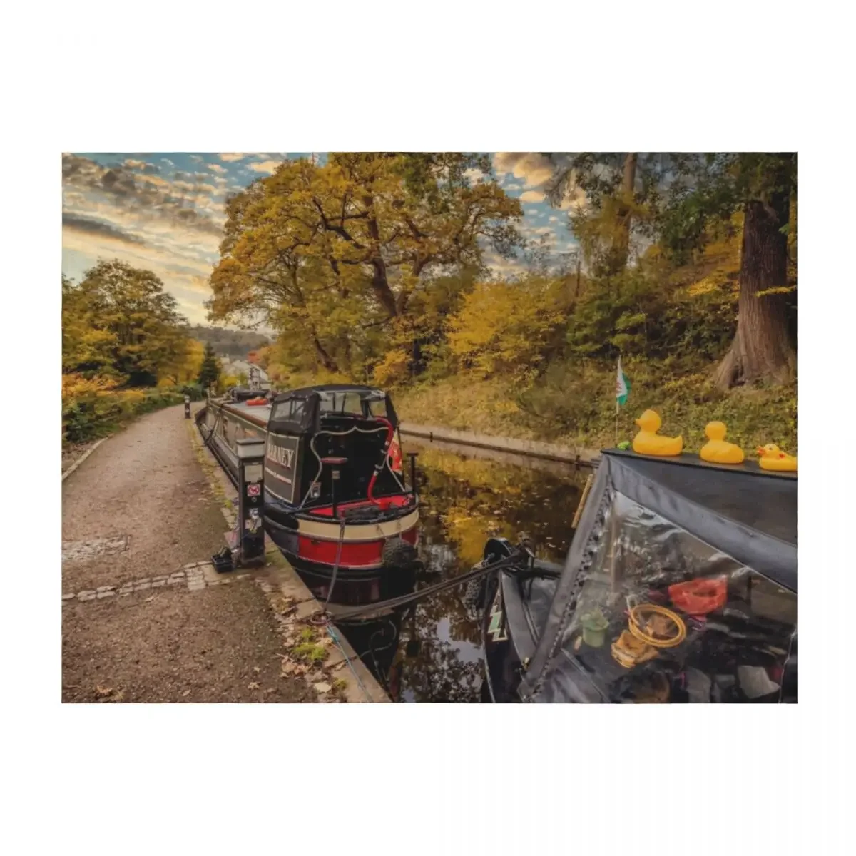 

Llangollen Canal Sunset Throw Blanket Summer Luxury Designer Winter beds Heavy Blankets