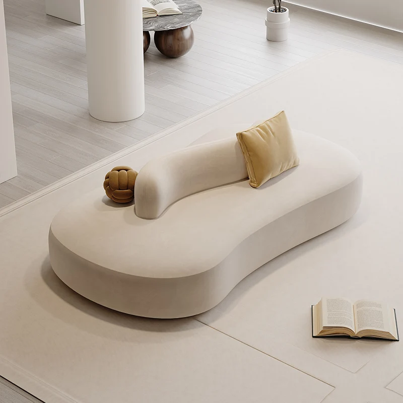 Double-sided arc special-shaped fabric sofa clothing store modern simple beauty salon reception exhibition hall