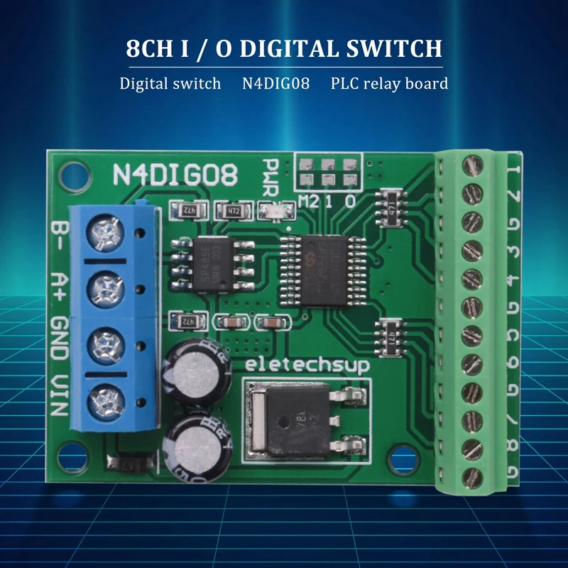 Interruptor Digital de entrada/salida de 8 canales TTL Lvttl CMOS RS485 IO módulo de Control Modbus Rtu placa para relé PLC