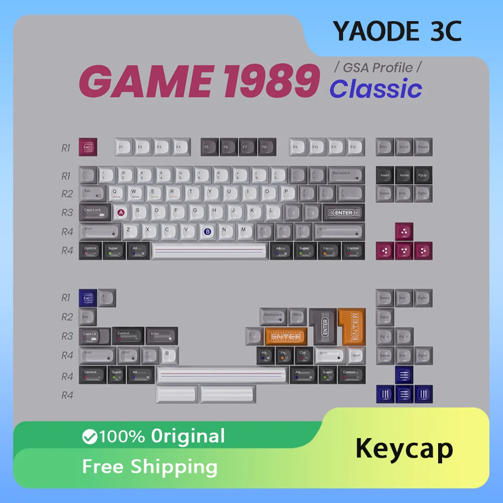 80Retros GAME 1989 Theme Keycap Set ABS Customized Retro High Gloss Keycaps GSA Profile For Mechanical Keyboard PC Gamer